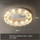 GobekUsa LED Ceiling Light Stainless Steel Glass Parlor Bedroom Fixture