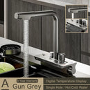 GobekUsa Digital Display Pull Out Kitchen Faucet - Single Hole Temperature Mixer