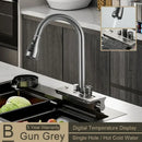 GobekUsa Digital Display Pull Out Kitchen Faucet - Single Hole Temperature Mixer