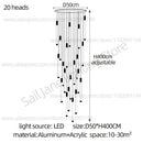 Modern Staircase Pendant Chandelier in Black or Gold