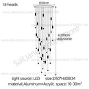Modern Staircase Pendant Chandelier in Black or Gold
