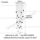 Modern Staircase Pendant Chandelier in Black or Gold