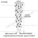 Modern Staircase Pendant Chandelier in Black or Gold