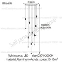 Modern Staircase Pendant Chandelier in Black or Gold