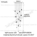 Modern Staircase Pendant Chandelier in Black or Gold