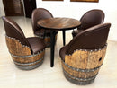 Whiskey & Wine Barrel Steel-Leg Side Table — Glass-Free Oak Top