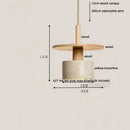 GobekUsa Glass Ball LED Pendant Lamp for Coffee Living Dining Room with Natural Wood and Stone