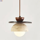 GobekUsa Glass Ball LED Pendant Lamp for Coffee Living Dining Room with Natural Wood and Stone