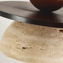 GobekUsa Glass Ball LED Pendant Lamp for Coffee Living Dining Room with Natural Wood and Stone
