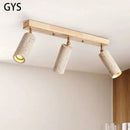 GobekUsa 3-Head LED Ceiling Spotlight for Living Room, Clothing Store - Stone Wood Spot Light