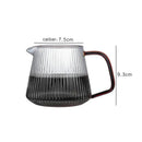 Modern striped glass coffee pot with amber handle kitchen carafe by Decorbites