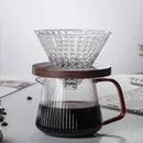 Modern striped glass coffee pot with amber handle kitchen carafe by Decorbites