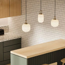 Modern Striped Glass Pendant Light in Transparent Milk White