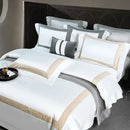 GobekUsa King Size Luxury 1400TC Cotton White Bedding Set with Embroidery