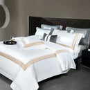 GobekUsa King Size Luxury 1400TC Cotton White Bedding Set with Embroidery