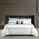 GobekUsa King Size Luxury 1400TC Cotton White Bedding Set with Embroidery