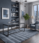 Wool Hand Woven Area Rug 5x7 - Blue and Silver Modern Scandinavian