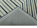 Modern Stripes Design Beige And Blue Hand Tufted Custom Made Wool Area Rug