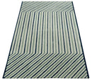 Modern Stripes Design Beige And Blue Hand Tufted Custom Made Wool Area Rug