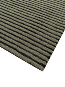 Modern Stripes Design Black And Brown 8x10 Hand Tufted Wool Area Rug