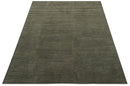 Modern Stripes Design Black And Brown 8x10 Hand Tufted Wool Area Rug