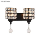 GobekUsa Modern Black Crystal Wall Mount Light Fixture with Prismatic Optical Cylinder Design