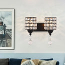 GobekUsa Modern Black Crystal Wall Mount Light Fixture with Prismatic Optical Cylinder Design