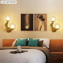 GobekUsa Modern Style Black/Gold Ball Wall Sconce: 2-Light Clear Glass Wall Mount Lamp Kit