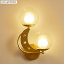 GobekUsa Modern Style Black/Gold Ball Wall Sconce: 2-Light Clear Glass Wall Mount Lamp Kit