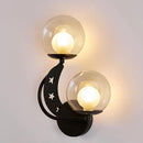 GobekUsa Modern Style Black/Gold Ball Wall Sconce: 2-Light Clear Glass Wall Mount Lamp Kit