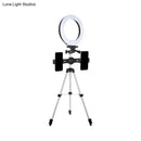 GobekUsa Modern Style USB LED Fill Flash Light with Tripod Design - Circle Metallic Vanity Lighting (Black)