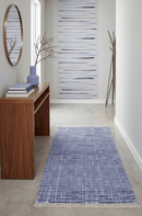 Blue and Ivory Hand Knotted Wool Area Rug 2x3 - Modern Style