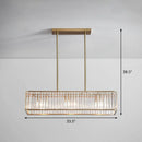 GobekUsa Modern Style Gold Crystal Island Pendant Light Fixture - Tri-Prism Crystal Rectangle Ceiling