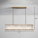 GobekUsa Modern Style Gold Crystal Island Pendant Light Fixture - Tri-Prism Crystal Rectangle Ceiling