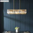 GobekUsa Modern Style Gold Crystal Island Pendant Light Fixture - Tri-Prism Crystal Rectangle Ceiling