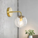 GobekUsa Modern Gold Wall Sconce with Globe Shade: Hammered Glass, 1 Light Living Room Candle Lamp
