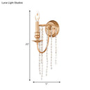 GobekUsa Modern Style Metal Wall Mounted Lamp with Clear Crystal Beaded Strand - 1 Head Copper Sconce Light