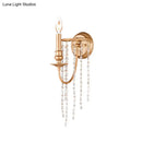GobekUsa Modern Style Metal Wall Mounted Lamp with Clear Crystal Beaded Strand - 1 Head Copper Sconce Light