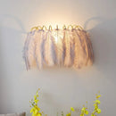 GobekUsa Modern Grey and White Sconce Light with Feather Detail for Parlor Wall