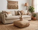 Gold Jute Hand Braided Square Pouf 24 Inch Multifunctional Ottoman Footrest Storage