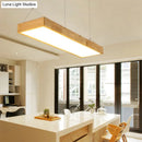 GobekUsa Modern Style LED Wooden Island Ceiling Light Fixture - Wood Rectangle Design