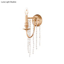 GobekUsa Modern Style Metal Wall Mounted Lamp with Clear Crystal Beaded Strand - 1 Head Copper Sconce Light