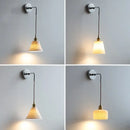 GobekUsa Ceramic LED Wall Sconce Pull Chain Switch Bedside Lamp White Nordic Modern Fixtures