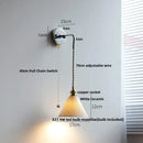 GobekUsa Ceramic LED Wall Sconce Pull Chain Switch Bedside Lamp White Nordic Modern Fixtures