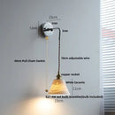 GobekUsa Ceramic LED Wall Sconce Pull Chain Switch Bedside Lamp White Nordic Modern Fixtures