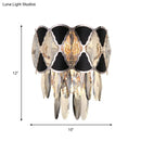 GobekUsa Modern Surface Wall Lamp Fixture - Cut Crystal Ovals Sconce Light with Black Finish, Tapered 3 Heads