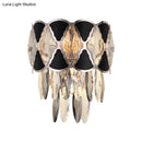 GobekUsa Modern Surface Wall Lamp Fixture - Cut Crystal Ovals Sconce Light with Black Finish, Tapered 3 Heads