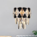 GobekUsa Modern Surface Wall Lamp Fixture - Cut Crystal Ovals Sconce Light with Black Finish, Tapered 3 Heads