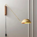 GobekUsa Modern Swing Arm Bedside Wall Lamp with Metal Dome Shade