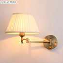 GobekUsa Modern Swing Arm Paper Wall Mount Lamp with Shade - 1 Light White/Beige Sconce for Living Room